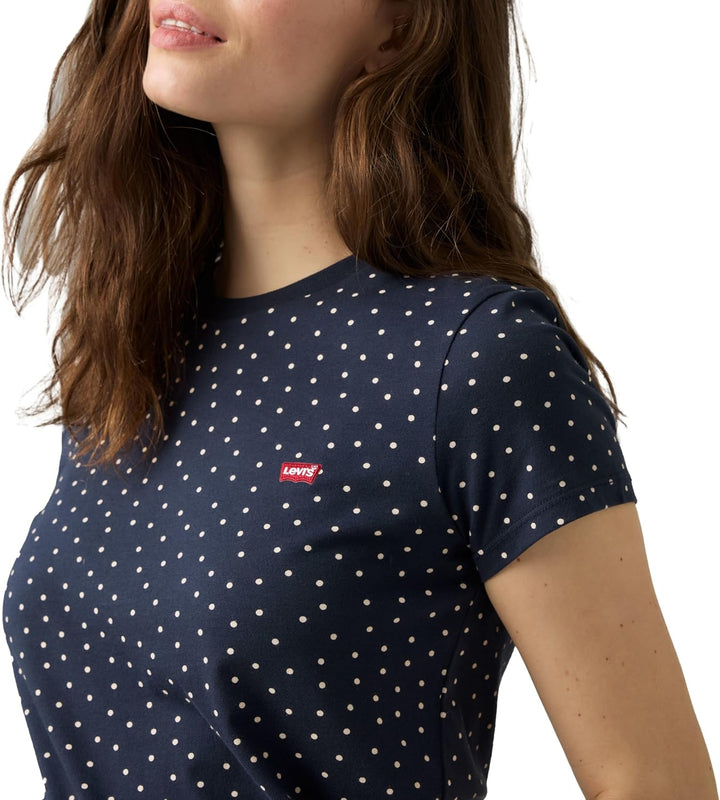 Levi's Damen The Perfect Tee T-Shirt, Striped Chesthit Logo XS Inga Dot Spaced Navy Blazer, XS Inga