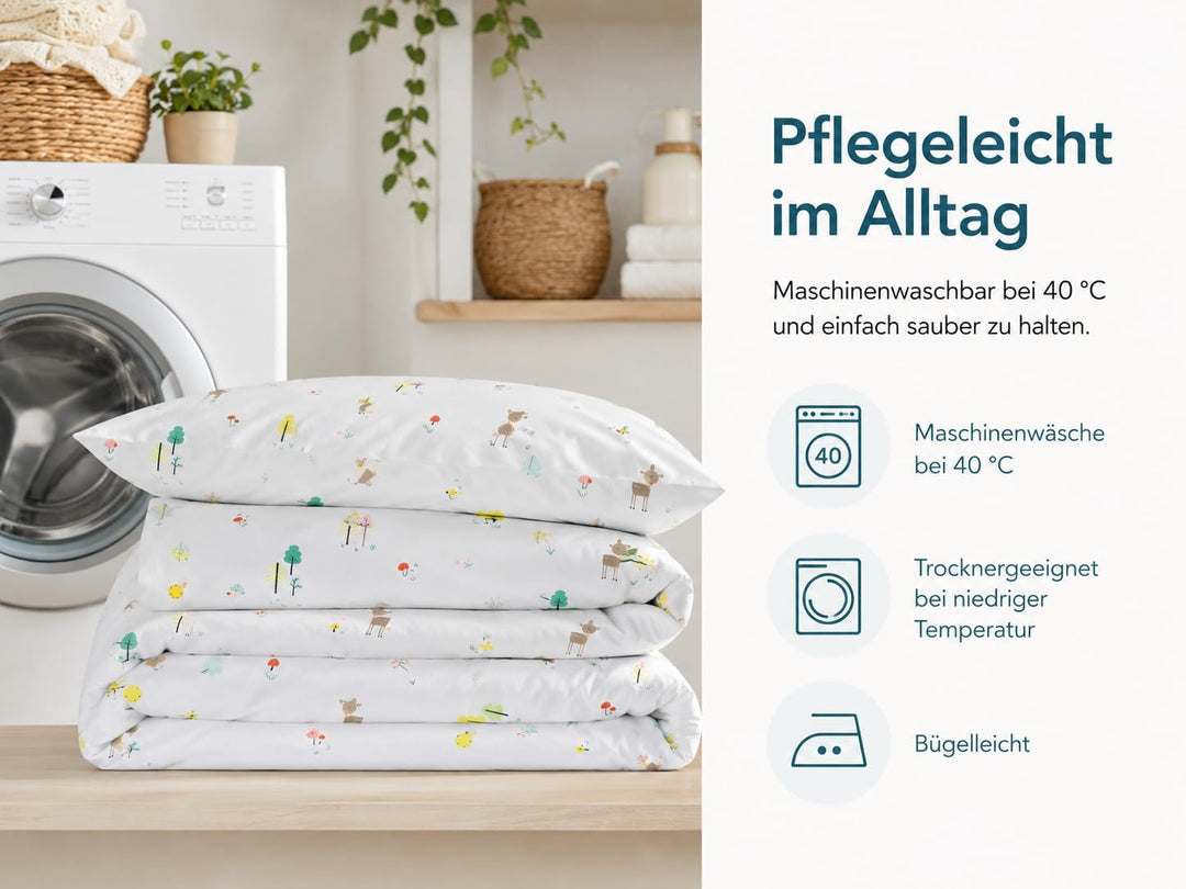 Wendbare Babybettwäsche-Sets (60 x 120 cm), 100 % Baumwolle, bestehend aus Bettbezug und Kissenbezug