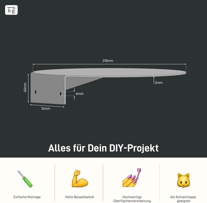1x Wall Stair DOT Wandstufe Katzentreppe Klettersystem für Haustiere, belastbare, stabile Ablage/Pla