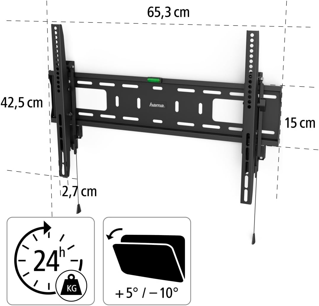 Hama TV Wandhalterung, neigbar, mit Diebstahlschutz (TV Wandhalterung 37-90 Zoll, VESA 100x100 bis V
