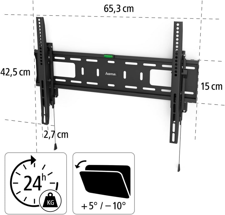 Hama TV Wandhalterung, neigbar, mit Diebstahlschutz (TV Wandhalterung 37-90 Zoll, VESA 100x100 bis V