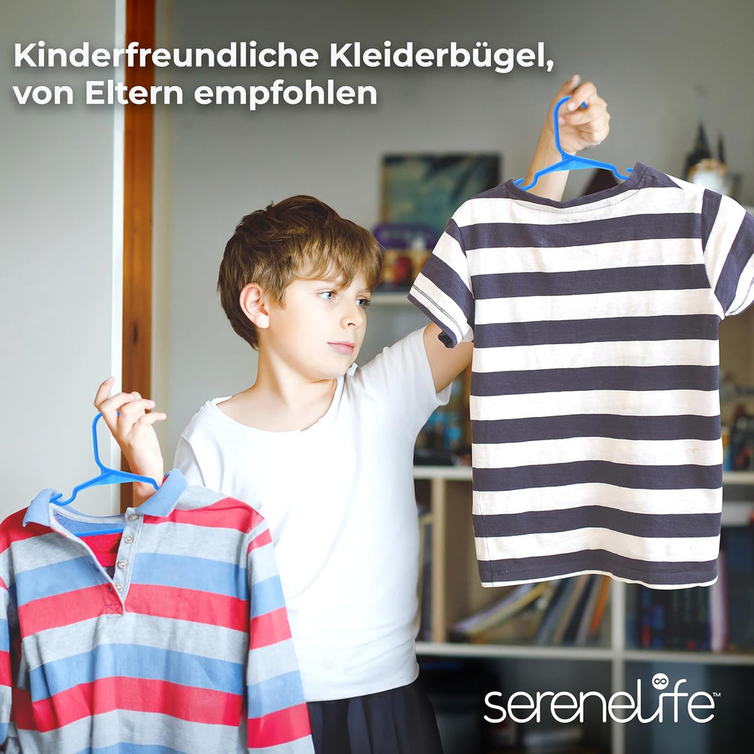 SereneLife Kinderkleiderbügel 60er Set – Kleiderbügel Kinder & Baby Kleiderbügel Kunststoff & rutsch