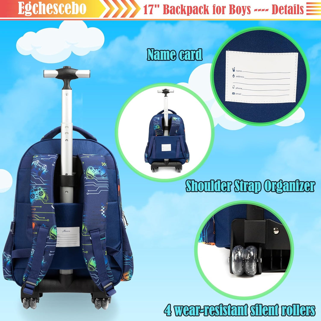 Kinder Rolling Gamepad Rucksack für Jungen Gepäck Koffer mit Rädern Trolley gerollt POP Roller Rucks