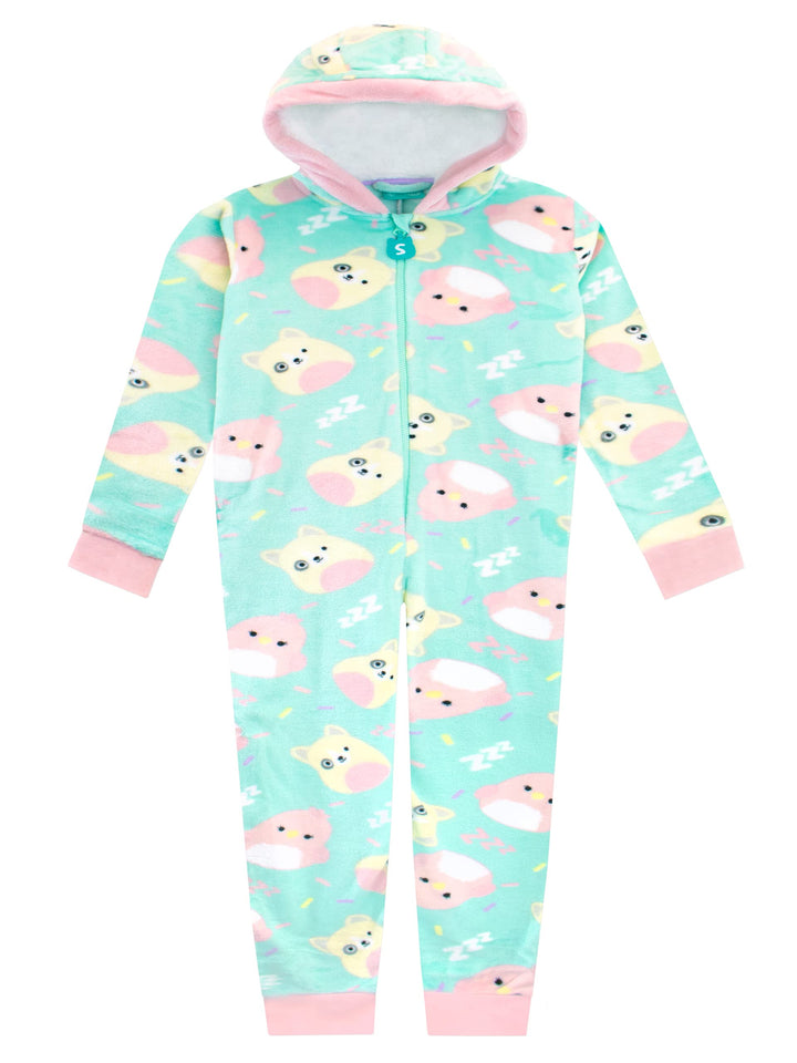 Squishmallows Mädchen Fleece Strampler Charlie und Trina Kapuzen All-in-One 122 Türkis, 122 Türkis