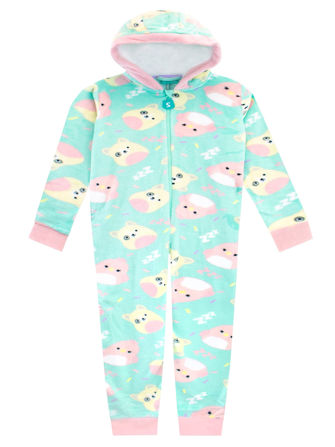 Squishmallows Mädchen Fleece Strampler Charlie und Trina Kapuzen All-in-One, 116