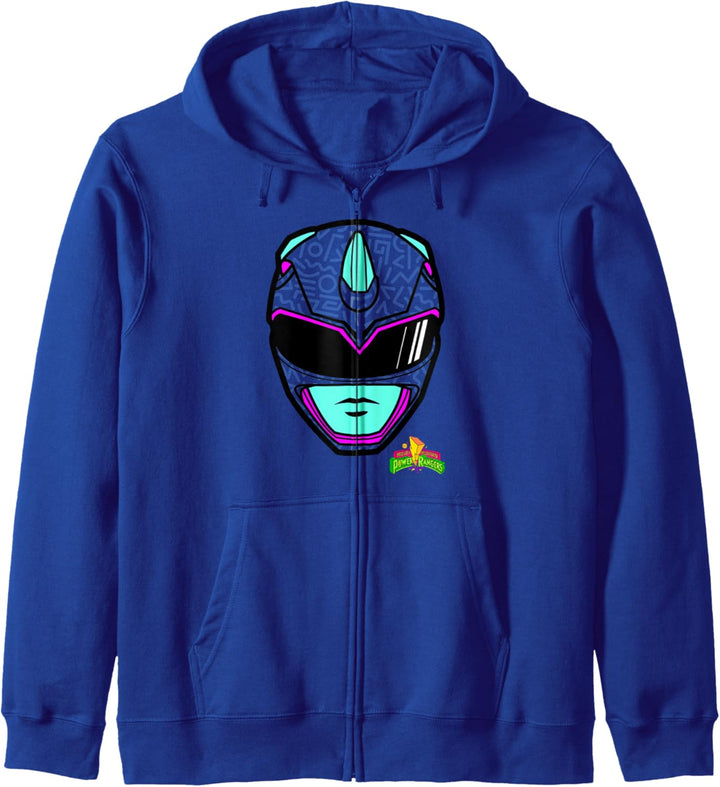 Power Rangers Blue Ranger Retro Print Big Face Kapuzenjacke