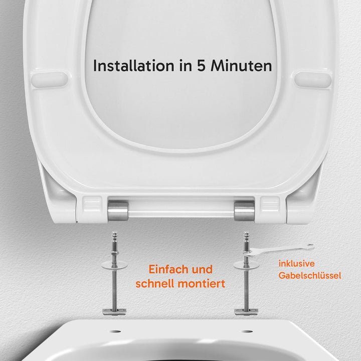 Hochkönig WC-Sitz Weiss – Premium Duroplast mit Softclose & Edelstahl Scharnier – Antibakteriell, ab