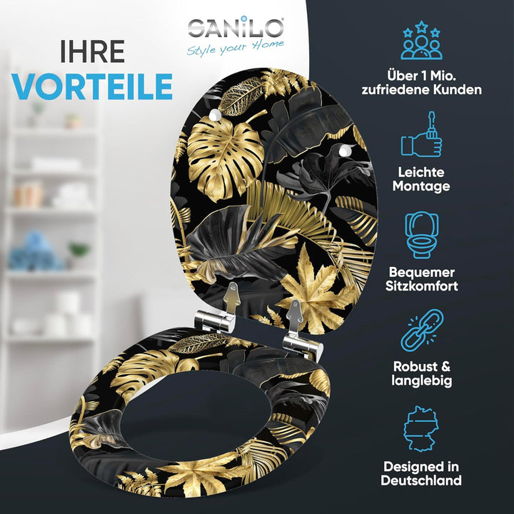 Sanilo WC Sitz mit Absenkautomatik, viele schöne schwarze Toilettendeckel zur Auswahl, hochwertige u