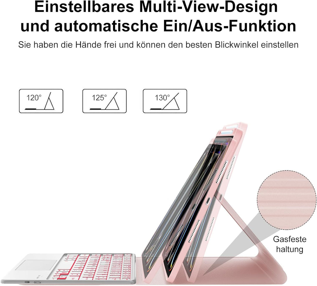 IVEOPPE Hülle mit Tastatur für iPad Pro 11" M5 2025/M4 2024 Con Touchpad, Deutsches QWERTZ Layout, M