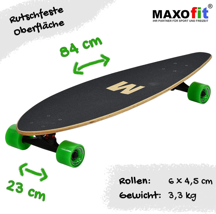 MAXOfit Longboard in verschiedenen Designs mit hochwertigen Ahorn/Bambus Decks für Anfänger und Fort