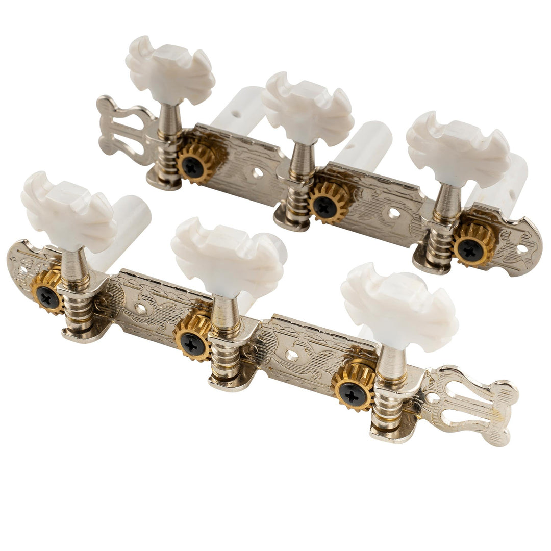 Musiclily Pro 3 auf einer Platte Lyra Style Mechaniken Set für Konzertgitarre,Nickel Schmetterlingsk