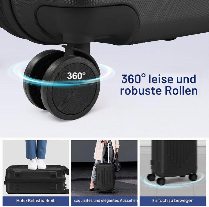 LEADZM Kofferset 5 teilig, Reisekoffer Set mit Kosmetikkoffer &amp; verstärkten Ecken, Koffer Set Hartsc