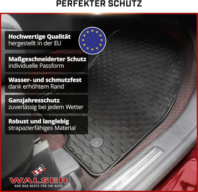 WALSER DirtGuard Gummi Fussmatten Auto kompatibel mit BMW 2 Active Tourer 11/2021-Heute, BMW X1 07/2