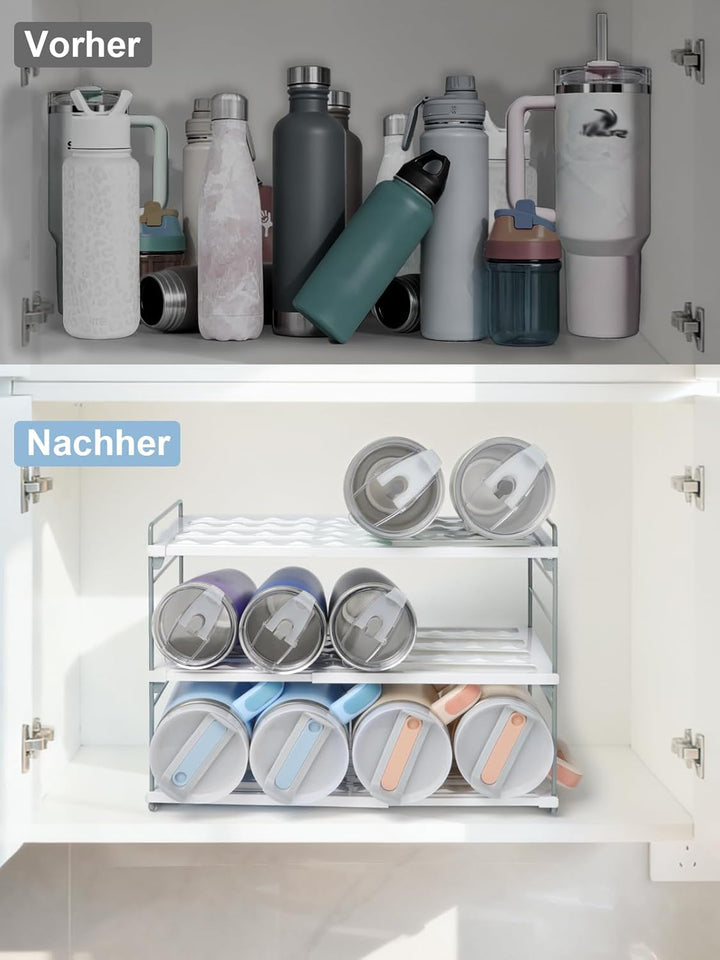 JUPELI 3-Schicht Flaschenregal Verstellbar Flaschenhalter Küche Kühlschrank | Für 1.2L Thermoskannen