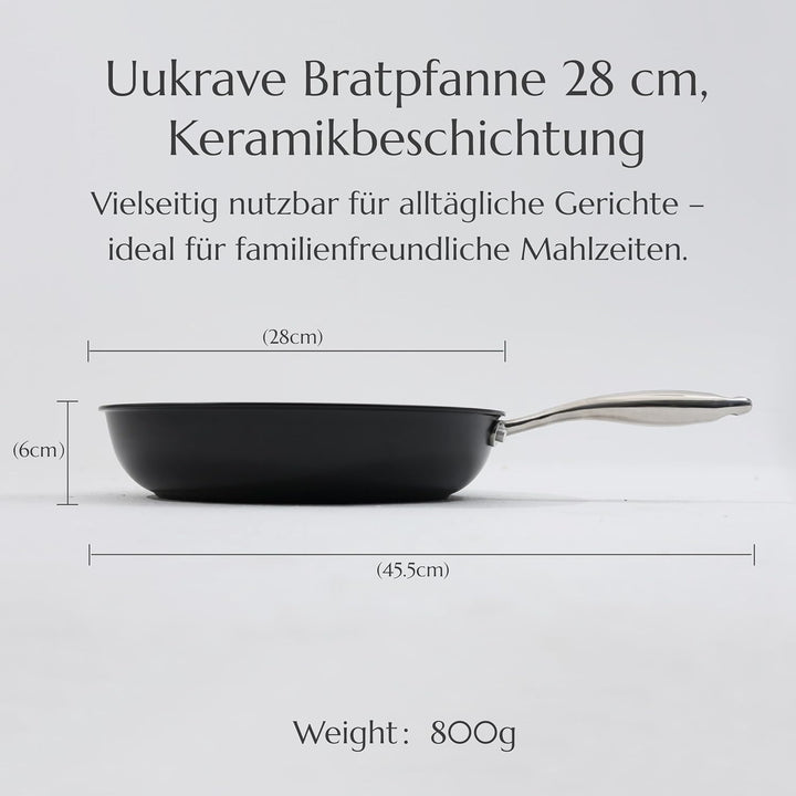 UUKRAVE Pfanne Induktion 28cm, Antihaft Beschichtung Keramikbeschichtung Bratpfannen, Antihaft-Pfann