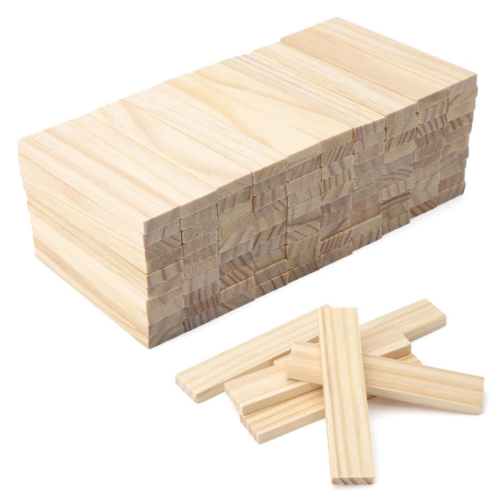 KQDRAVINE 100 Stück bastelholz klötzchen, 100 x 20 x 7mm Holzbausteine Bastelklötzchen holzklötze Ho