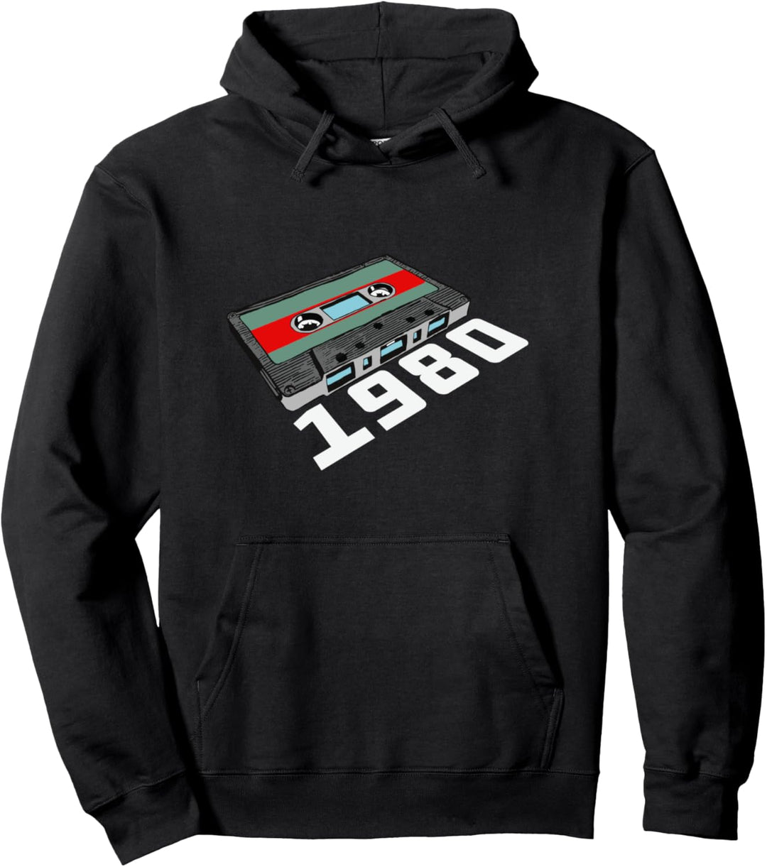 1980 Vintage Birthday Cassette Tape 80s / Eighties Retro Pullover Hoodie