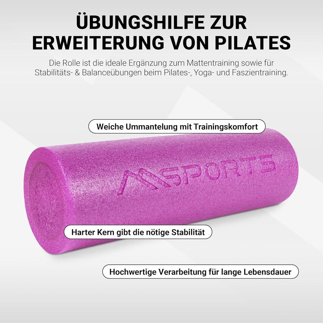 Yoga Rolle Premium | Pilates Rolle - 45 x 15 cm oder 90 x 15 cm - Faszienrolle (Pastellpink, 45 x 15