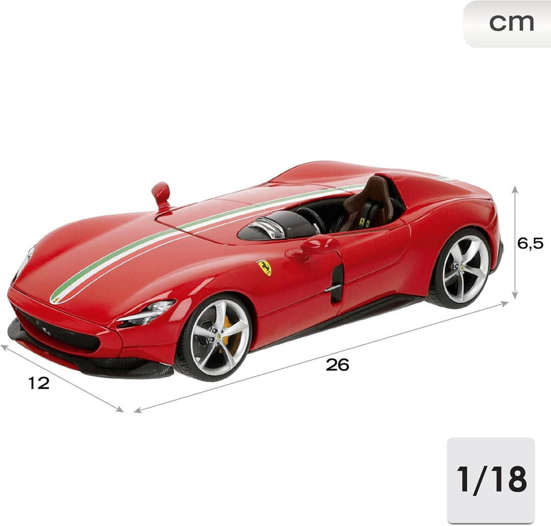 Bburago 18-16909 Ferrari Monza SP1 Modellauto im Massstab 1:18, Verschiedene Designs und Farben