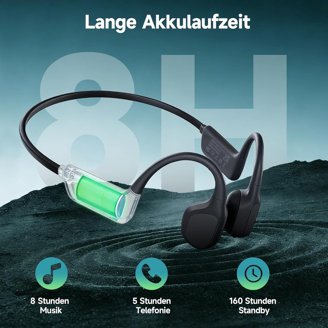 sunvito Knochenleitungs-Schwimmkopfhörer, Drahtlose IPX8 wasserdichte Kopfhörer, Bluetooth 5.4 Offen