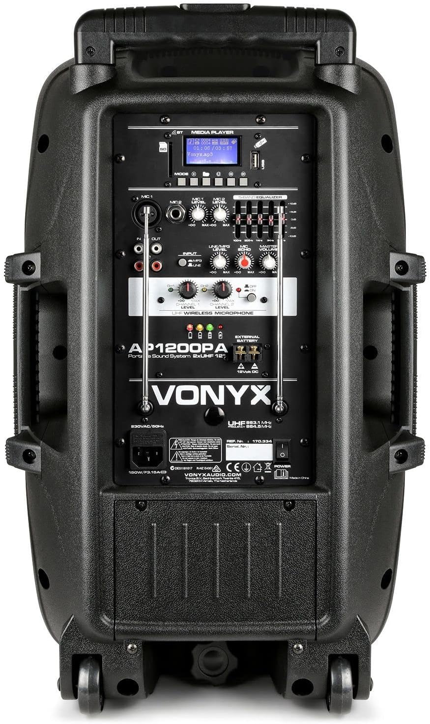 Vonyx AP1200PA - Mobile Partybox Bluetooth mit Akku, 600 Watt Party Lautsprecher mit Mikrofon, Musik