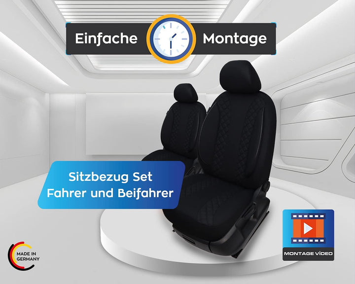 BREMER SITZBEZÜGE Mass Auto Schonbezüge kompatibel mit Kia Stonic Fahrer &amp; Beifahrer Set ab 2017 / A