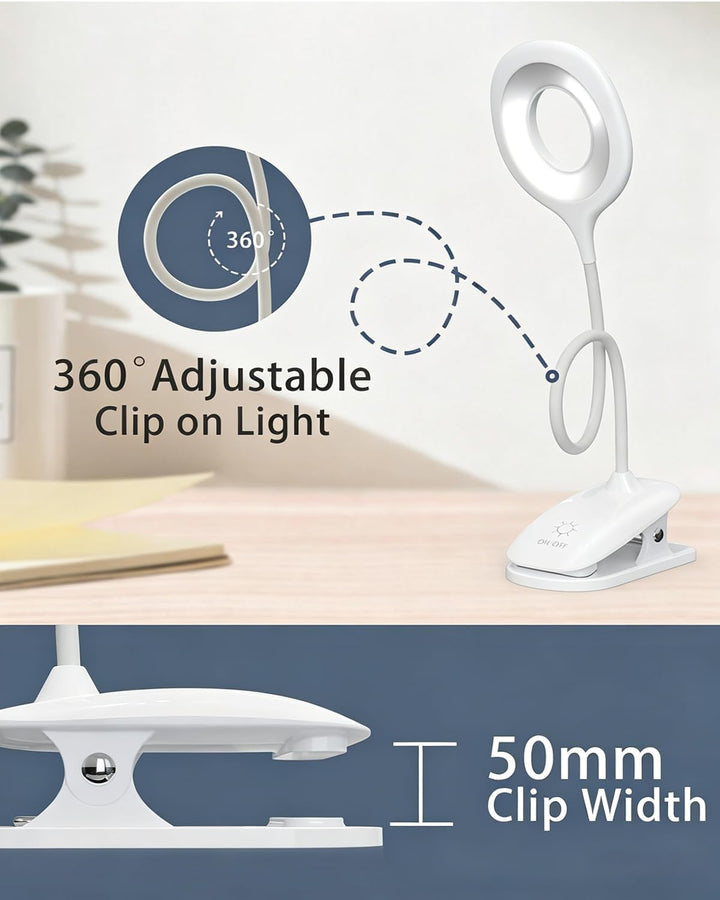 Klemmlampe Bett, LED Leselampe Bett Touch Dimmbar 3 Farben Bettlampe Klemmleuchte Augenschutz Schwan