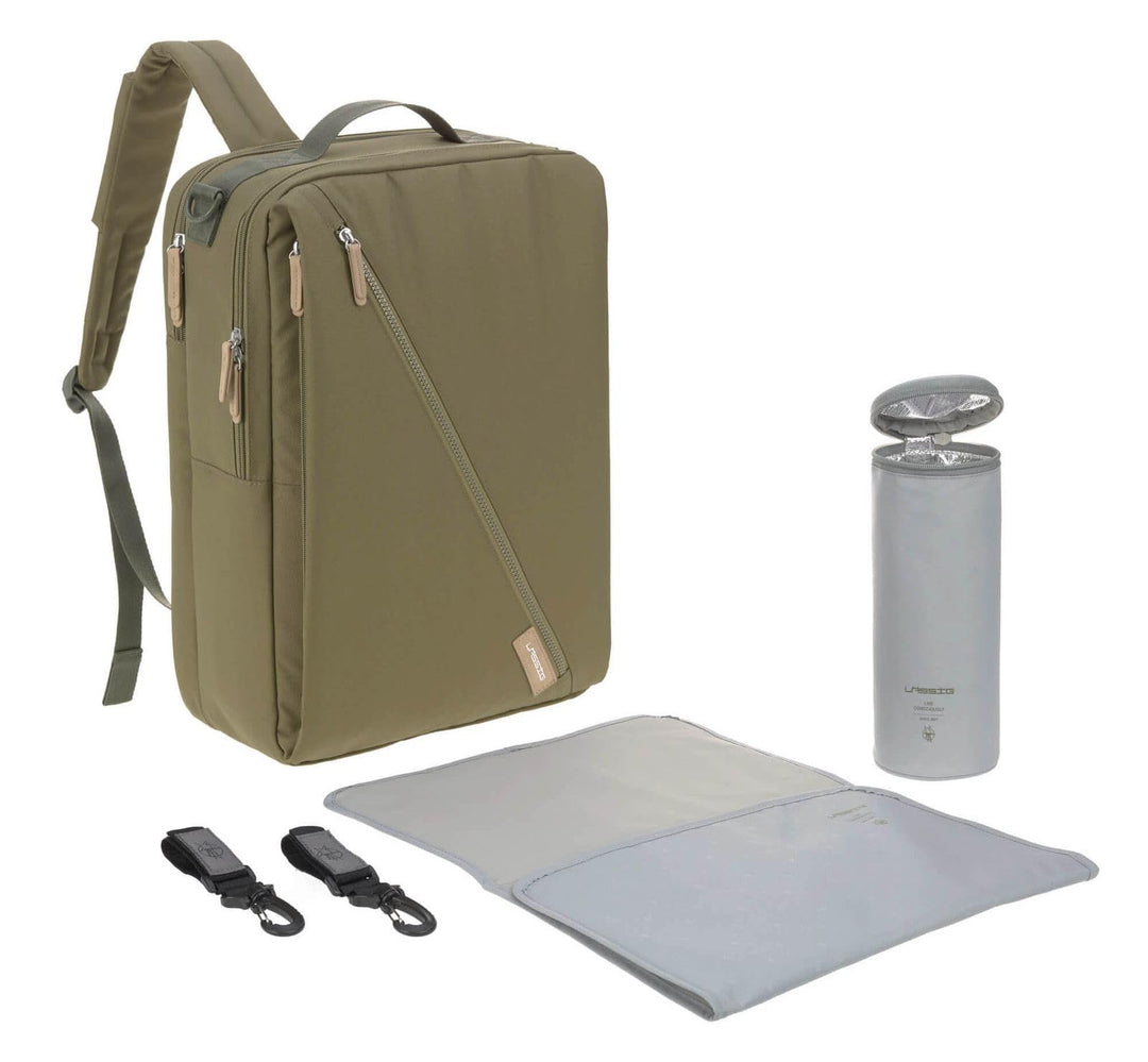LÄSSIG Baby Wickelrucksack mit Wickelunterlage, Kinderwagenbefestigung, Flaschenwärmer wasserabweise