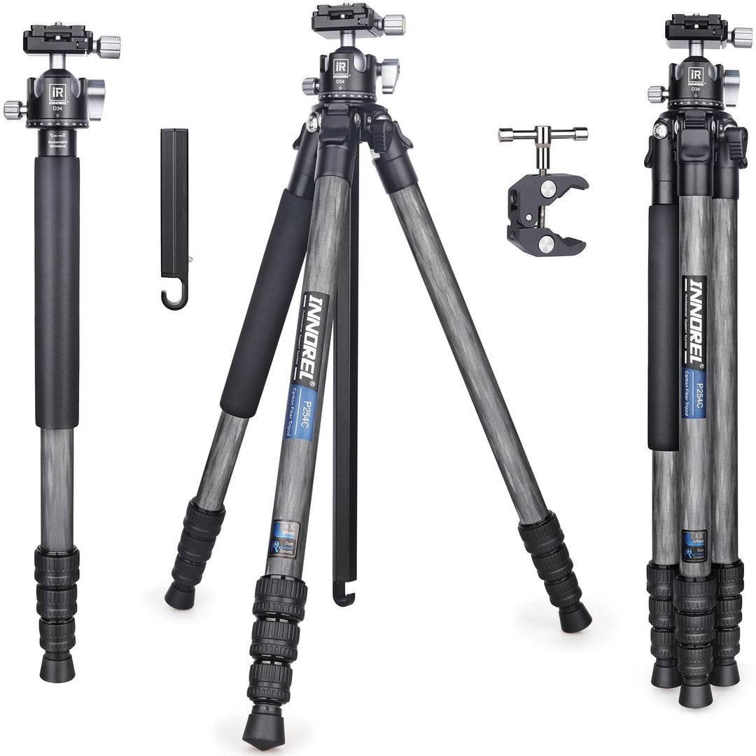 INNOREL P254C Kohlefaser-Stativ, 158,8 cm, kompaktes, leichtes Stativ und Einbeinstativ für DSLR-Kam