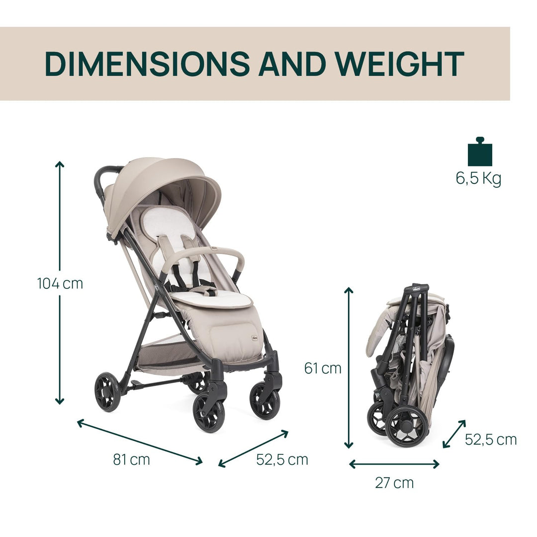 Chicco Kinderwagen Taormina, Ab Geburt bis 22 Kg, Praktisch und leicht, Zusammenklappbarer Buggy, Ki