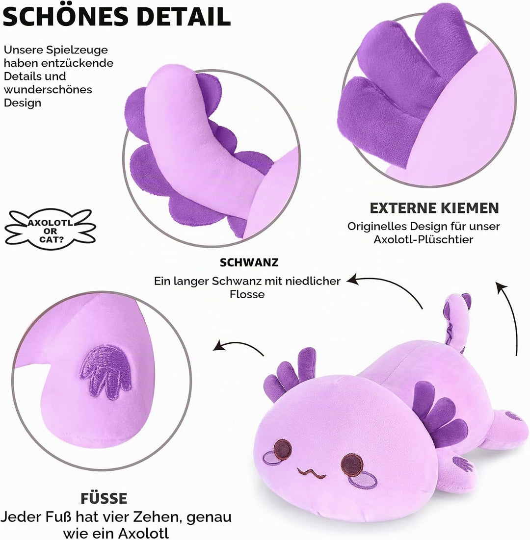 shownicer Plüschtier Axolotl Stofftier Kawaii Salamander Plüsch, Axolotl Kuscheltier Plüschkissen Sp