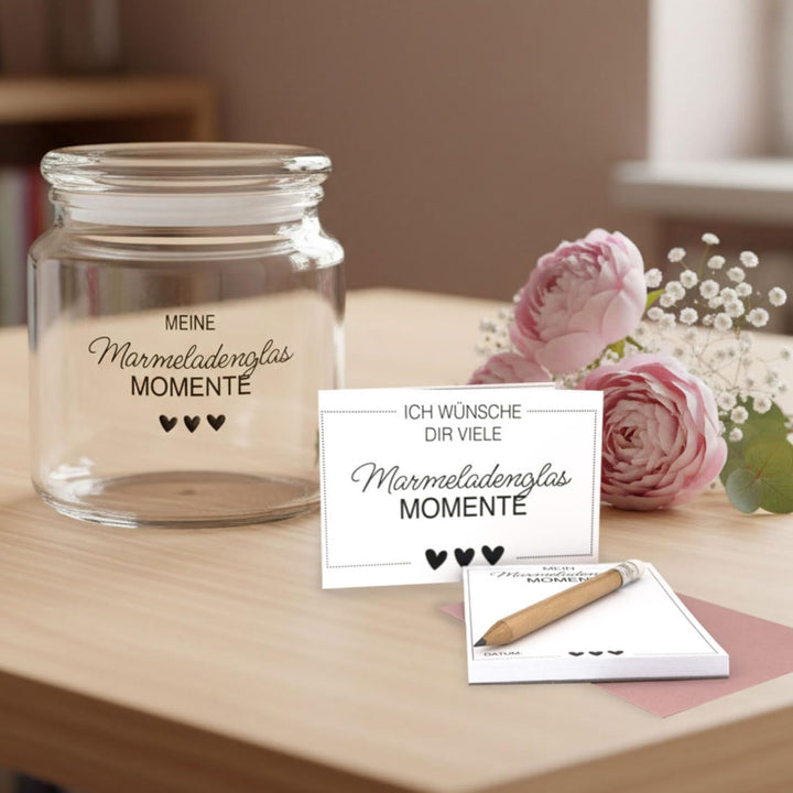 Glücks- Marmeladenglasmomente – Geschenk für Frauen, Schwester, Mitbringsel, Kleinigkeit Mit Glas, M
