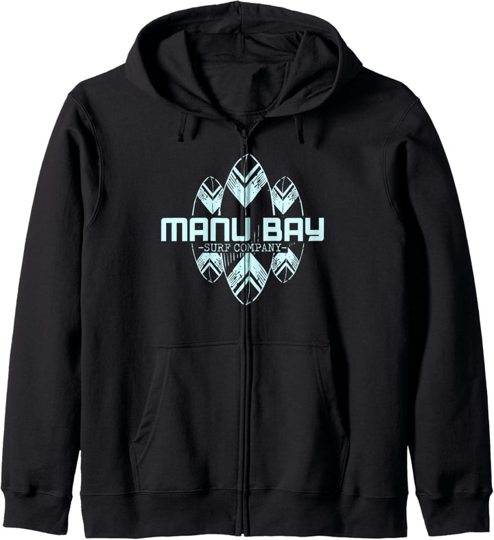 Manu Bay Surf Company New Zealand Light Blue Surfboards Kapuzenjacke