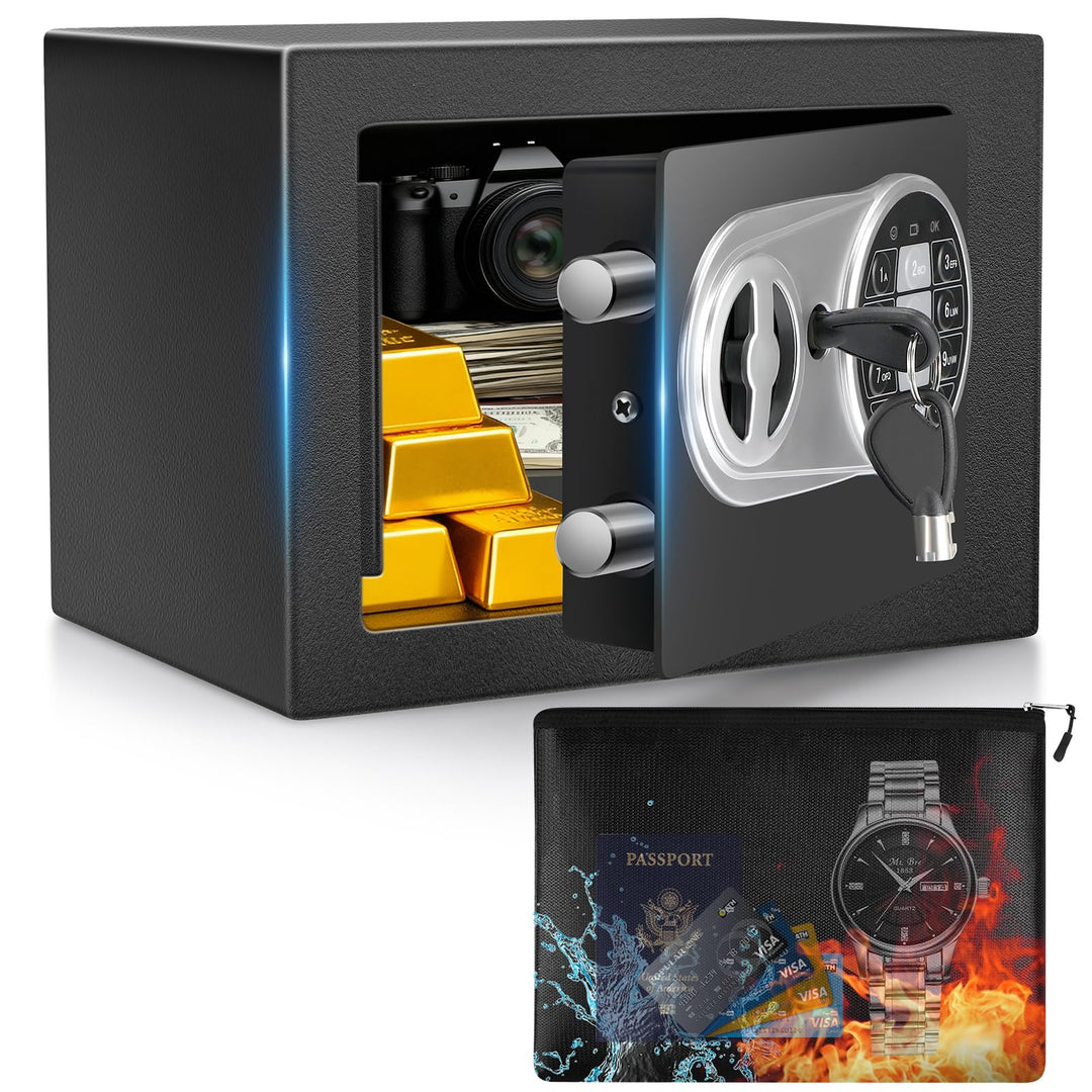 5L Safe Tresor MöBeltresor Klein mit Feuerfest Wasserdicht Geldtasche, Kleiner Tresor für Zuhause mi