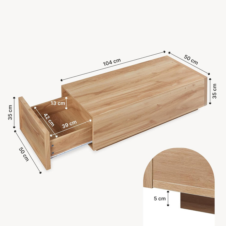 [en.casa] Couchtisch Turur Wohnzimmertisch 104 x 50 x 40 cm Sofatisch mit 2 integrierten Schubladen