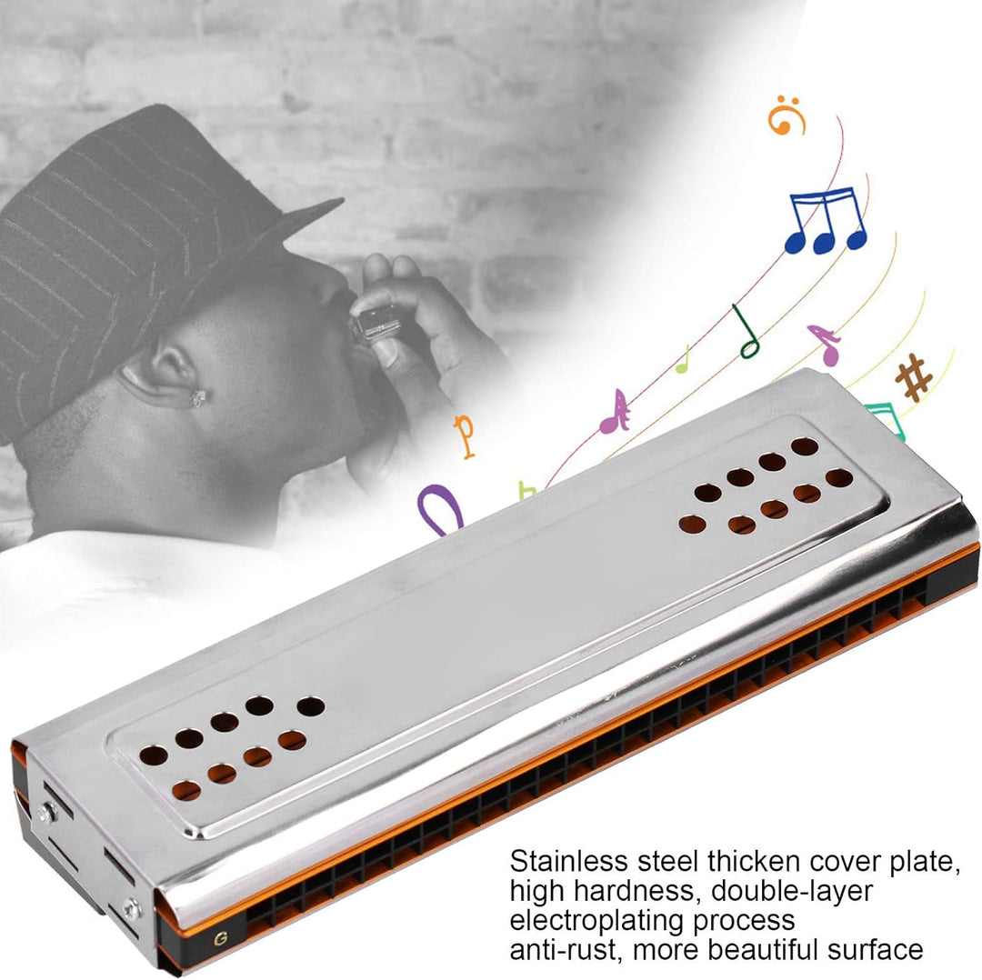 24 Löcher C & G Key Doppelseitige Mundharmonika, Tremolo Mundharmonika mit Box Musikinstrument für A
