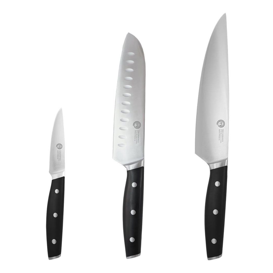 MasterChef Küchenmesser Set mit Kochmesser, Santoku Messer & Schälmesser, Profi Messerset aus Rostfr