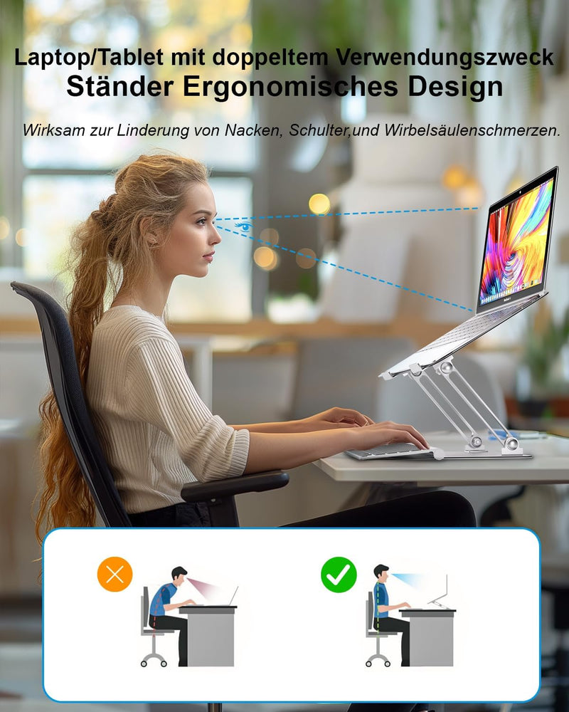 SHINEGIANT Laptopständer, Multi-Angle Laptop Ständer mit Heat-Vent, Ergonomischer, Belüfteter, Faltb