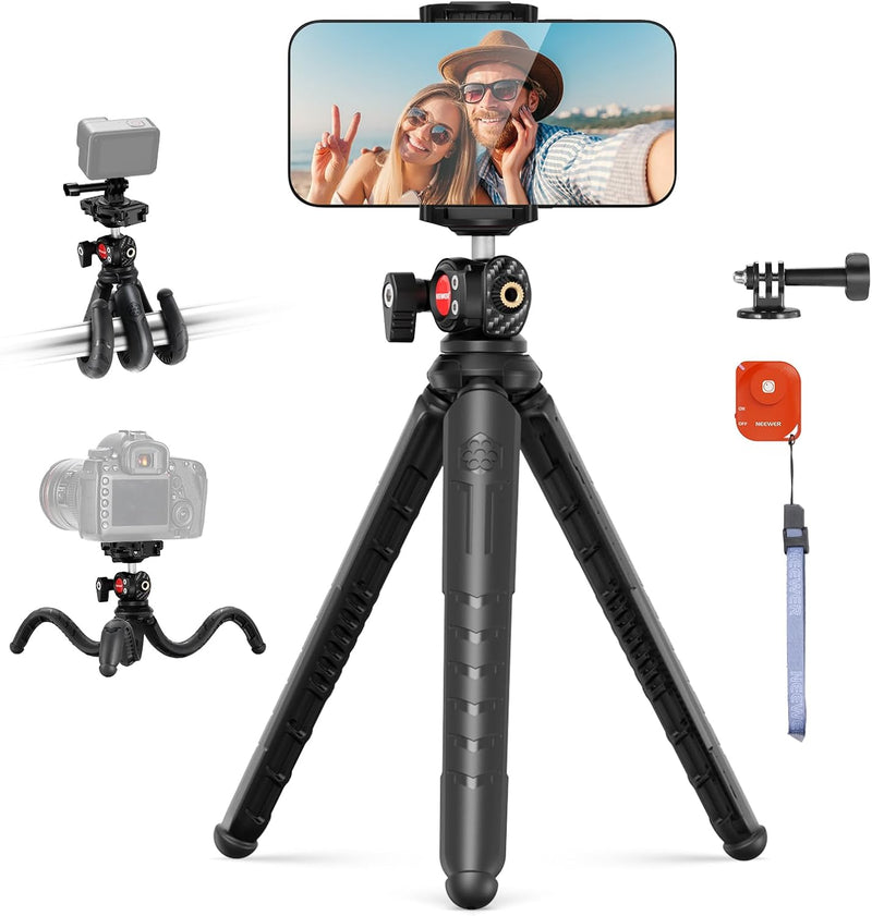 NEEWER Handy Stativ Mini Tripod Flexible mit Fernbedienung, Halterung Smartphone Vlog Selfie Stock,