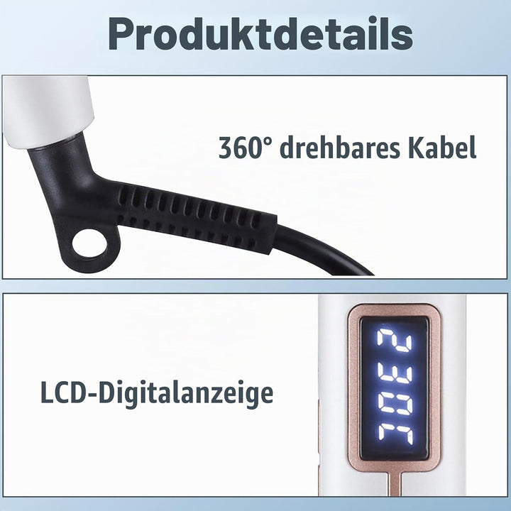 Haarglätter mit Ionen &amp; Plasma | LCD-Display, 27 Temp. (100-230°C) | 3D Titan-Keramik-Turmalin | 10s