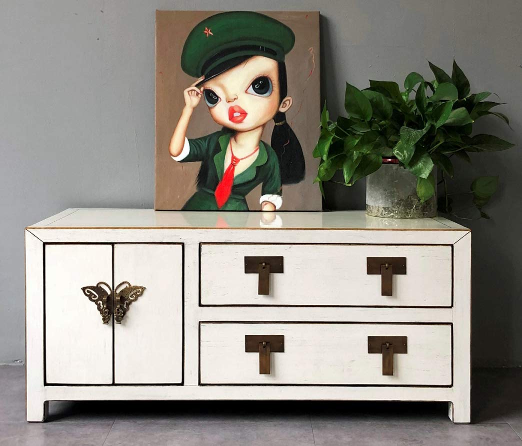 Opium Outlet TV Kommode Sideboard Schrank Lowboard chinesisch asiatisch orientalisch Vintage Weiss b