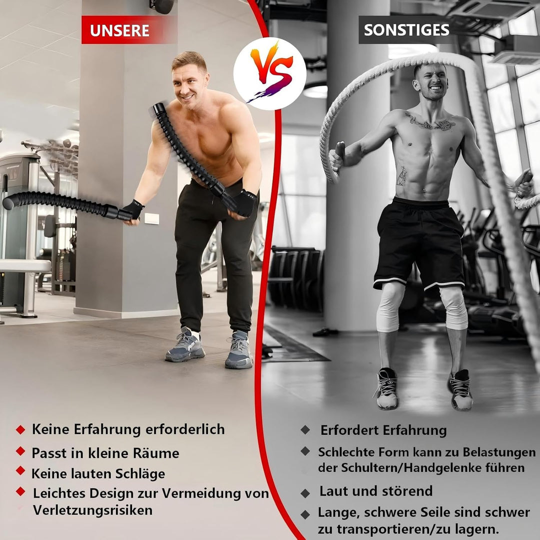Battle Ropes, Ropeless Battle Ropes,Übungsseil Tragbar Fitnessgeräte,Cardio & Kraftübungen,Noise-fre