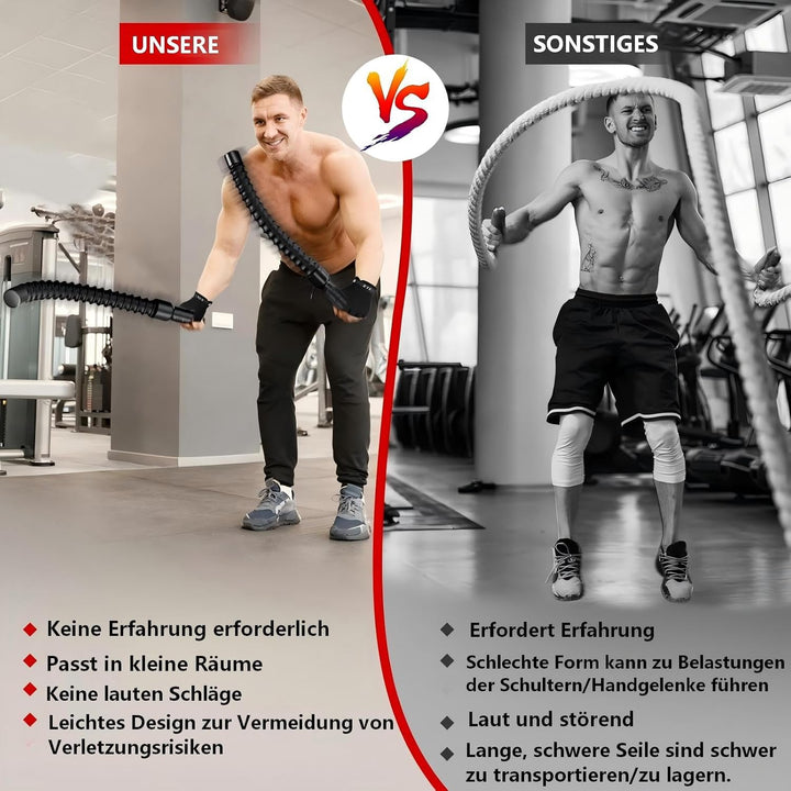 Battle Ropes, Ropeless Battle Ropes,Übungsseil Tragbar Fitnessgeräte,Cardio & Kraftübungen,Noise-fre
