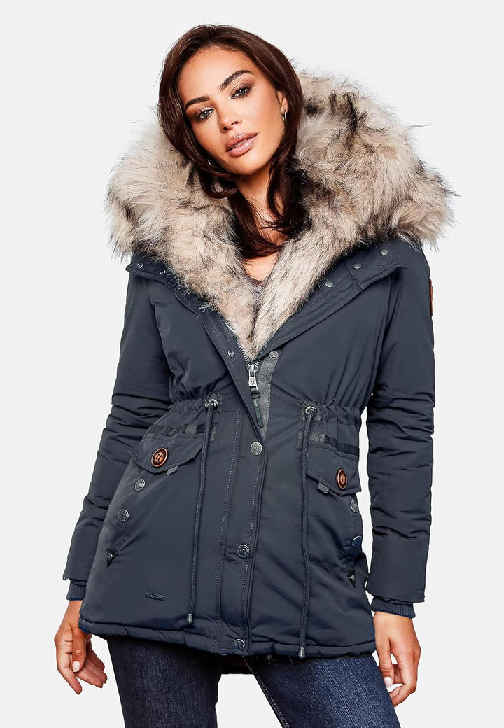 Navahoo Damen Warmer Winterparka mit Kapuze Sweety XS-XXL S Navy, S Navy