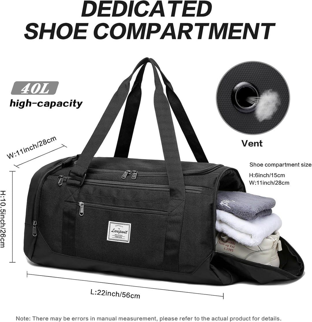 Laripwit Reisetasche Herren 40L Mittelgross Sporttasche mit Schuhfach und Nassfach Weekender Travel