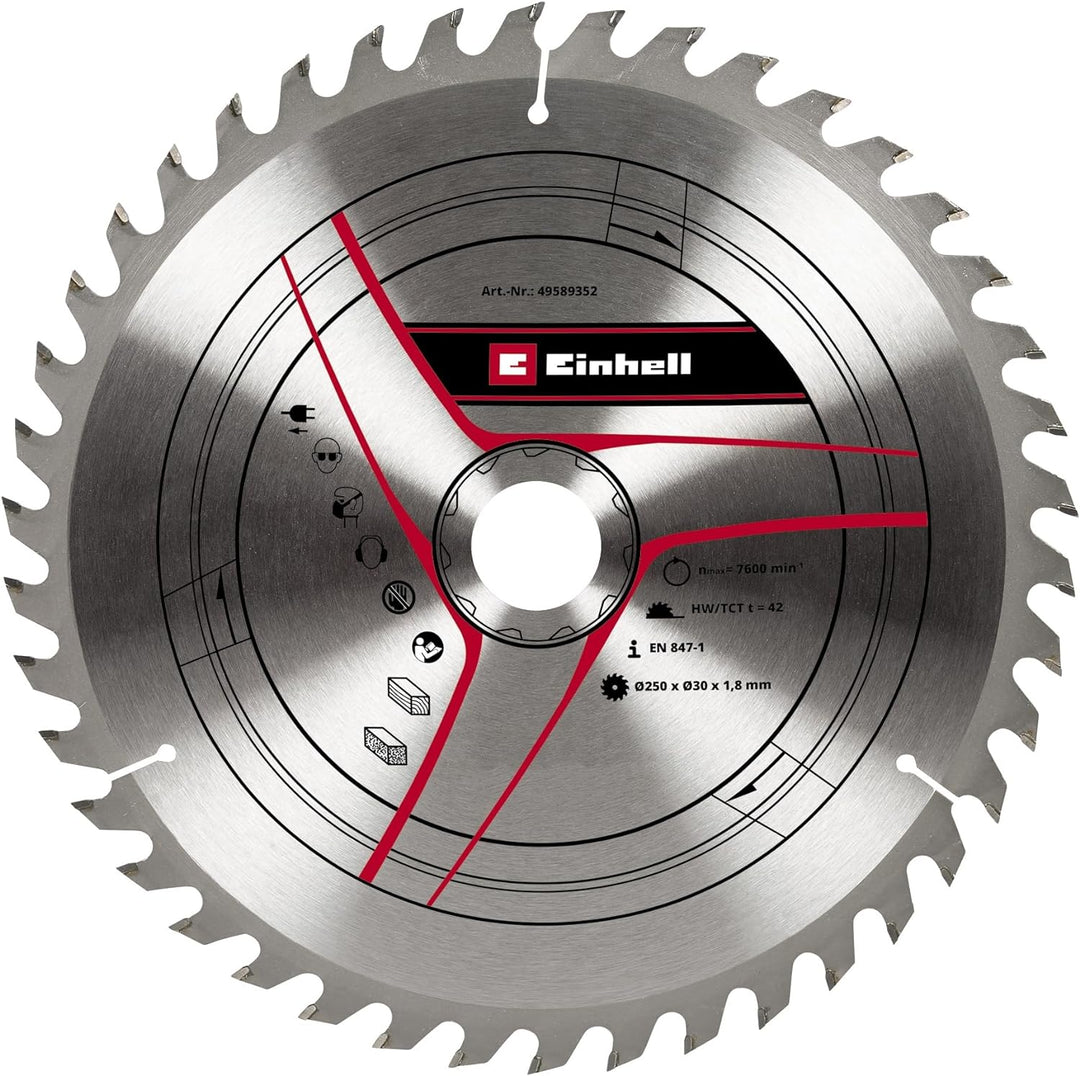 kwb by Einhell HM-Sägeblatt (Ø 250 x 30 mm, 42 Zähne, passend für diverse Einhell Tischkreissägen, Z