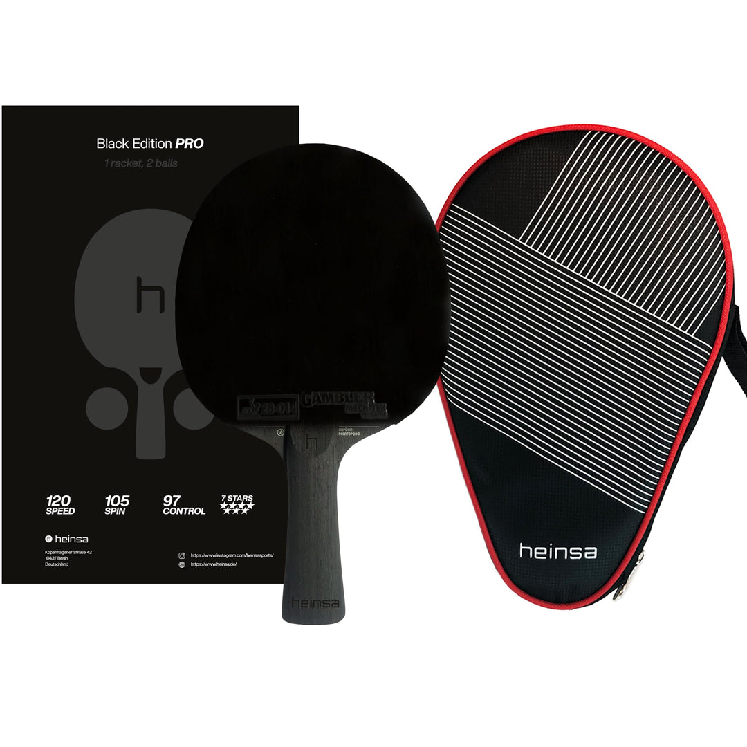 Black Edition Pro – Carbon Tischtennisschläger mit Mech-Tek Predator Belag (2,1 mm), ITTF-zugelassen