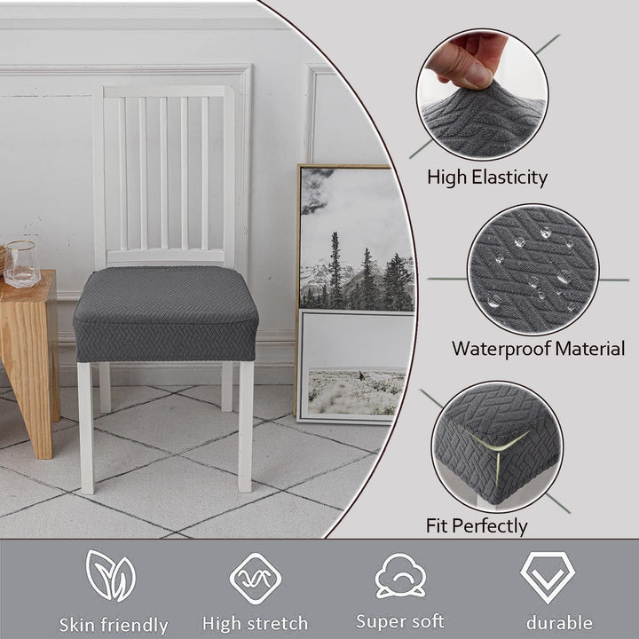 KELUINA Diamantgitter Jacquard wasserdichte Stuhl Sitzbezüge für Esszimmer Stretch Stuhl Sitzkissen