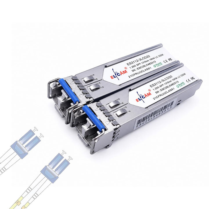 Elfcam® – 1,25 Gbps SFP Transceivermodul, Glasfaseranschluss LC/UPC Duplex (1310nm, 10KM), 1310nm, 1