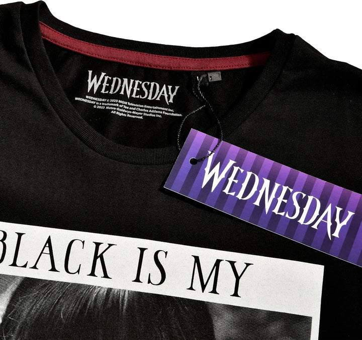 Elbenwald Wednesday T-Shirt mit verschiedenen Motiven für Herren Damen Unisex Baumwolle schwarz S Bl